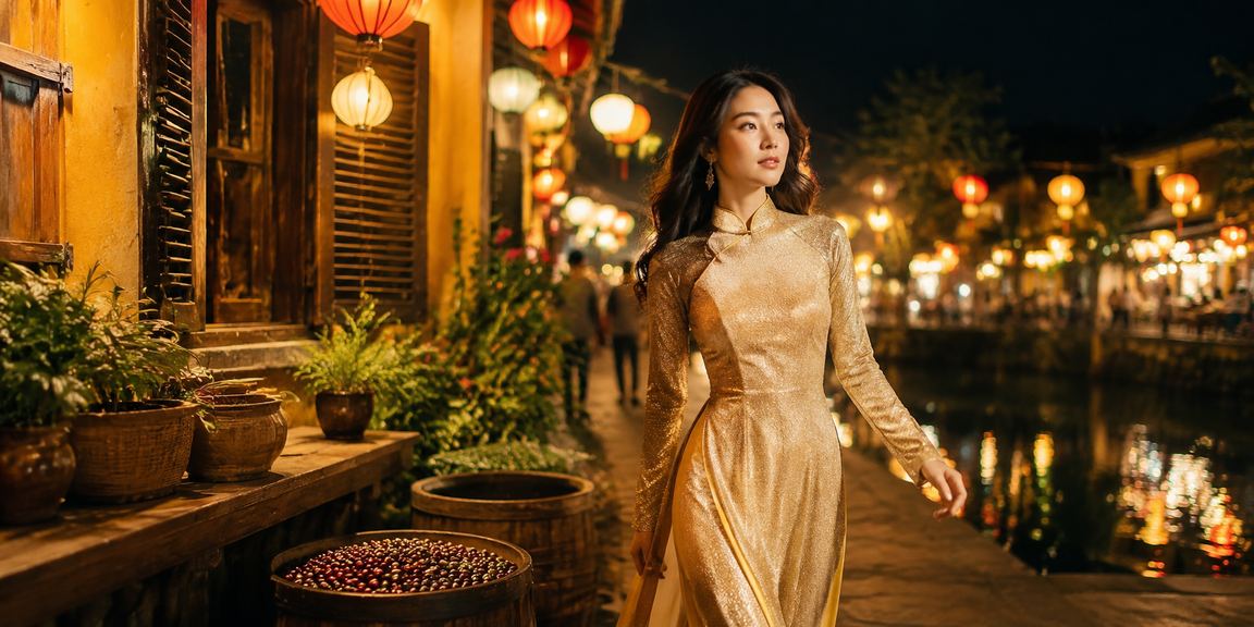 Người chơi mặc áo dài tại Hội An thưởng thức baccarat casino trực tuyến