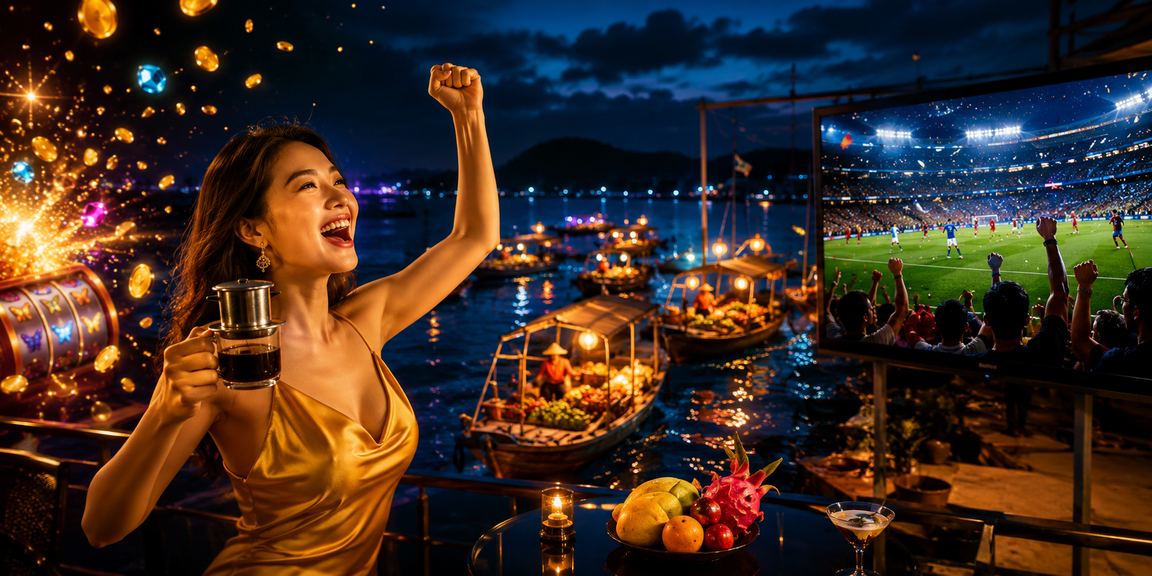 Người chơi thư giãn bên cà phê tại Phú Quốc thưởng thức slot game trực tuyến